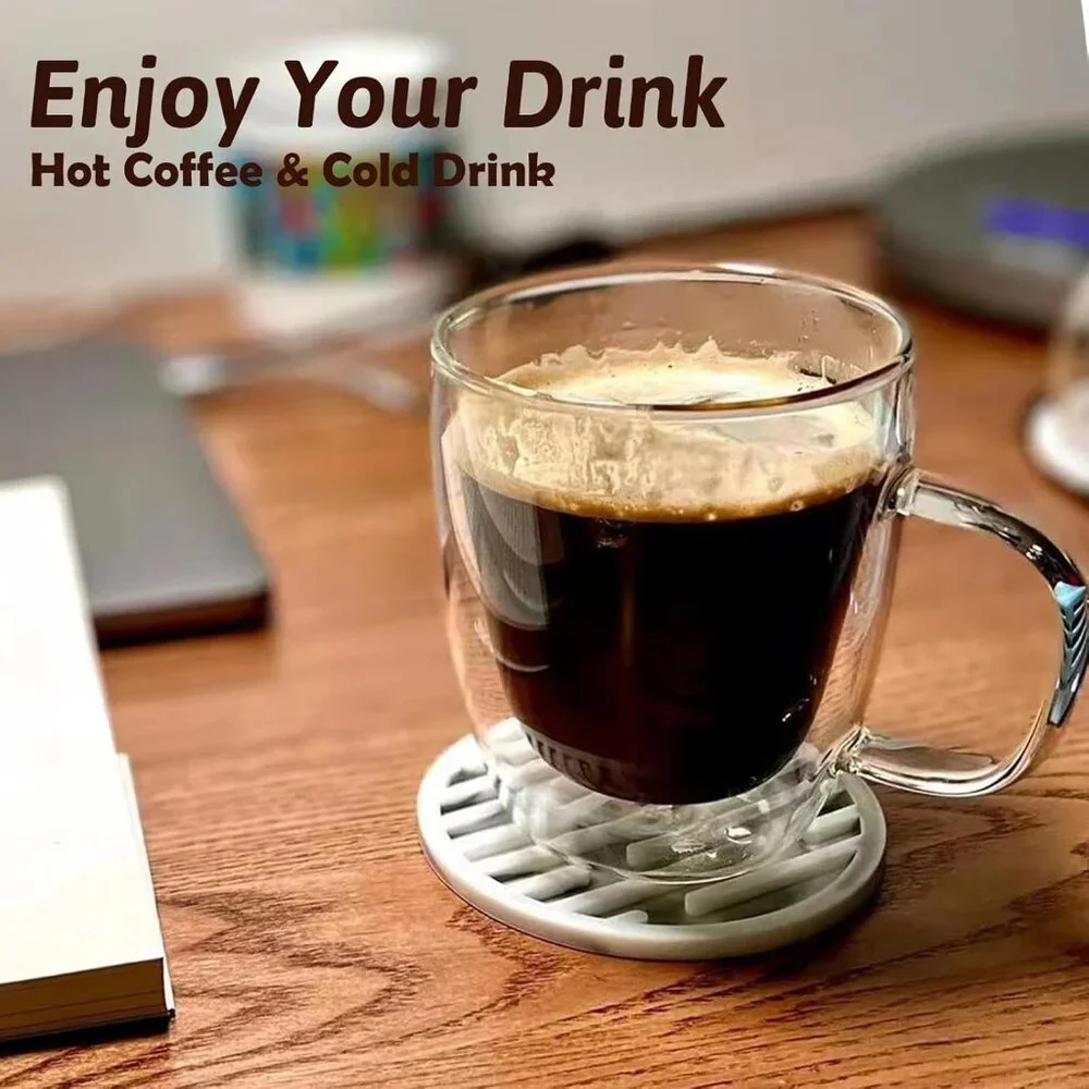 Silicone Coasters for Drinks Set of 6 with Holder - Waterproof Non-Slip Reusable